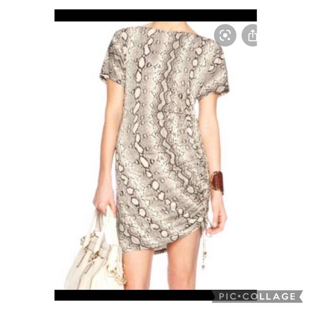 Micheal kors tie up ruched side snake print dress